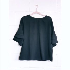 Tiered Bell Sleeve Loose Fit Blouse